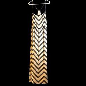 Bisou Bisou Black and White Chevron Maxi Dress